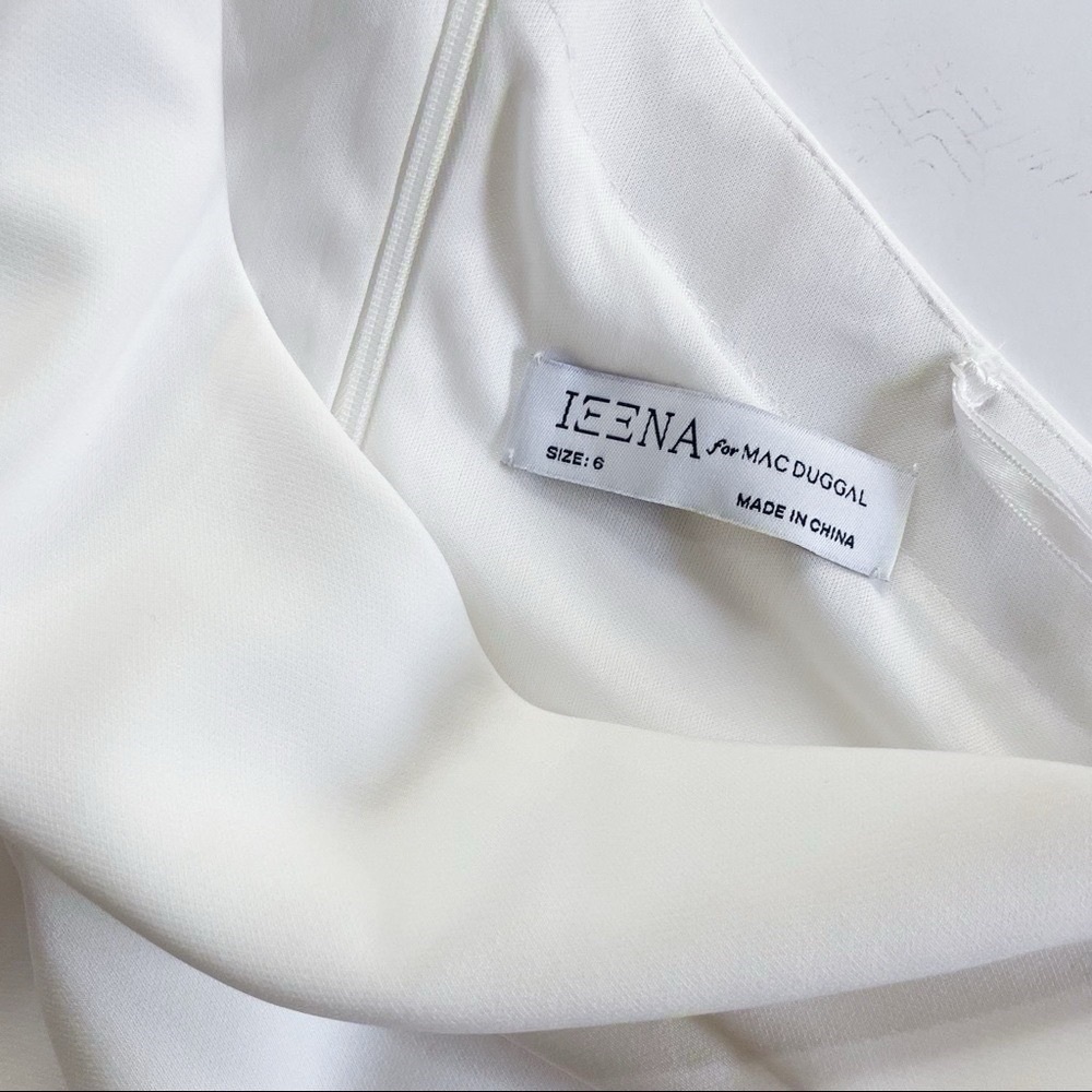 NEW Mac Duggal Women’s Leena White Bow-Shoulder Jersey Sheath Gown - Picture 12 of 16